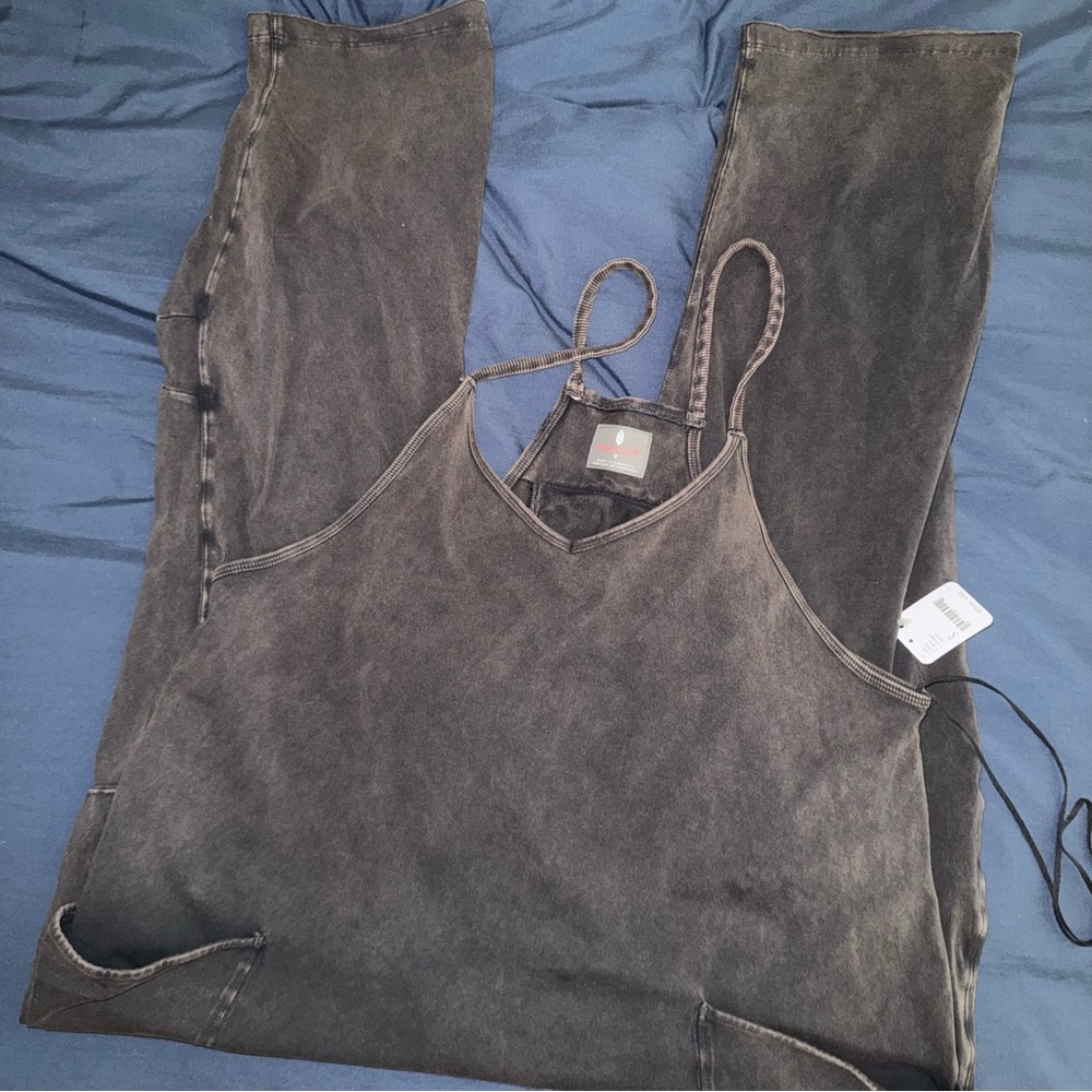 Free People Washed Black Jumpsuit